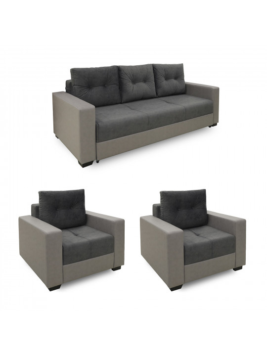 გარნიტური HOBEL ERICA 3+1+1 LIGHT GREY 8409/ DARK GREY JAGUAR 9 (6)