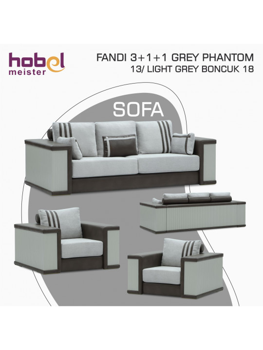 sofa set HOBEL FANDI 3+1+1 GREY PHANTOM 13/ LIGHT GREY BONCUK 18 (3)
