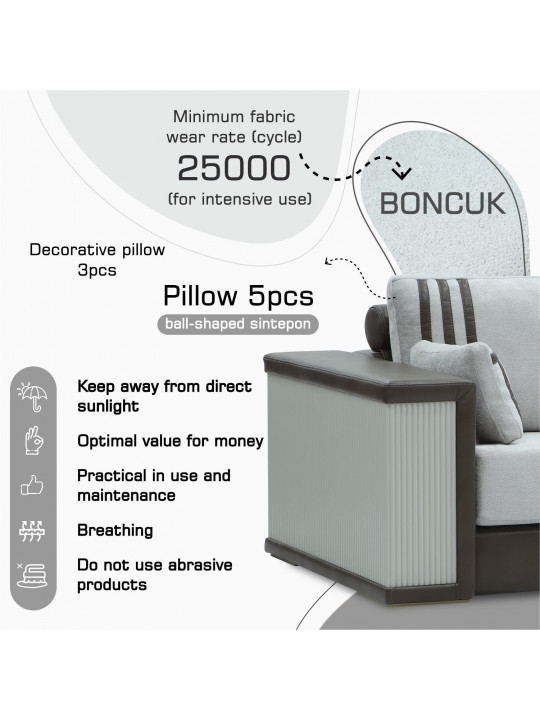 sofa set HOBEL FANDI 3+1+1 GREY PHANTOM 13/ LIGHT GREY BONCUK 18 (3)