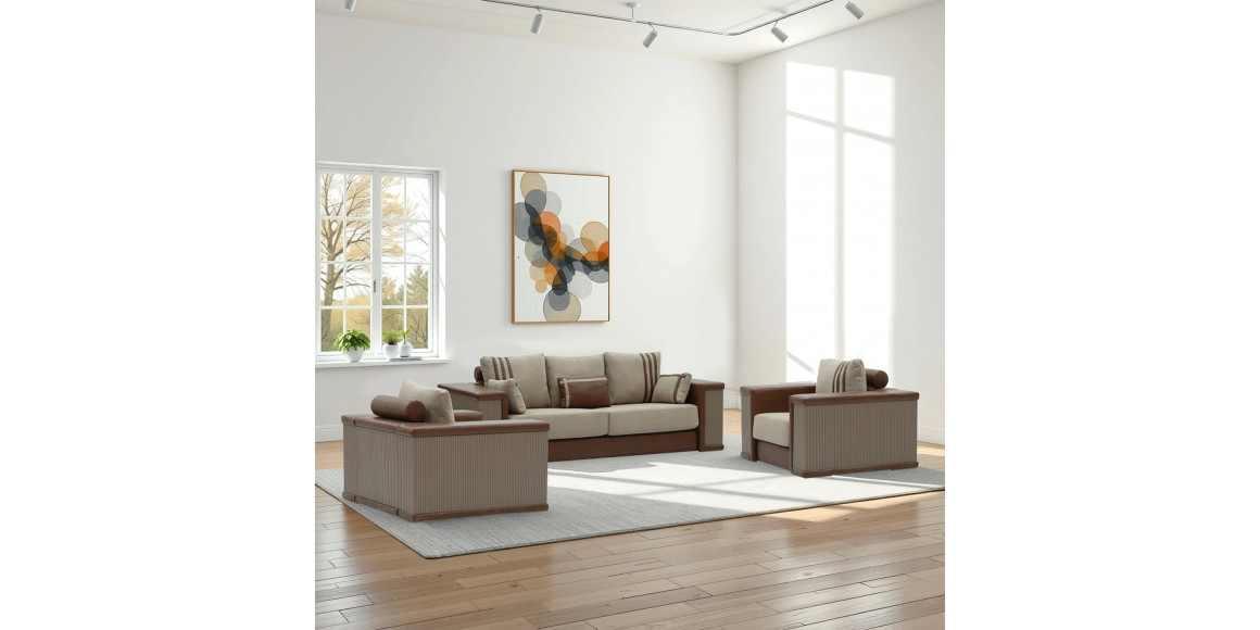 sofa set HOBEL FANDI 3+1+1 HONEY PHANTOM 6/BEIGE BUKLE 5 (3)