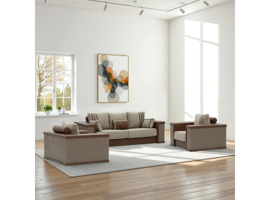 sofa set HOBEL FANDI 3+1+1 HONEY PHANTOM 6/BEIGE BUKLE 5 (3)