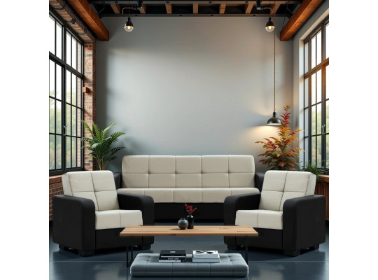 sofa set HOBEL FROST 3+1+1 BLACK 4503/LIGHT CAPPUCCINO LETTO 23 G (4)