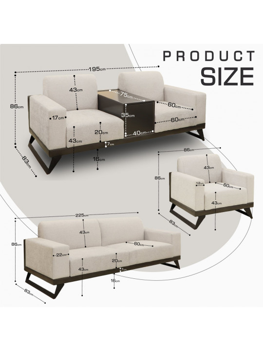 sofa set HOBEL RIO LUXE 3+2+1 DARK CAPPUCCINO PHANTOM 13/ CREAM BONCUK 4 (3)