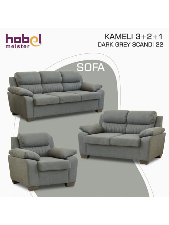 sofa set HOBEL KAMELI 3+2+1 DARK GREY SCANDI 22 (3)