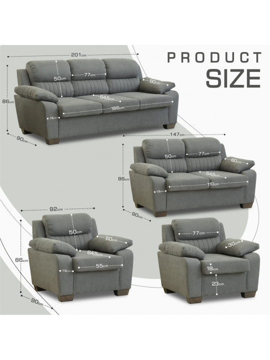 sofa set HOBEL KAMELI 3+2+1 DARK GREY SCANDI 22 (3)