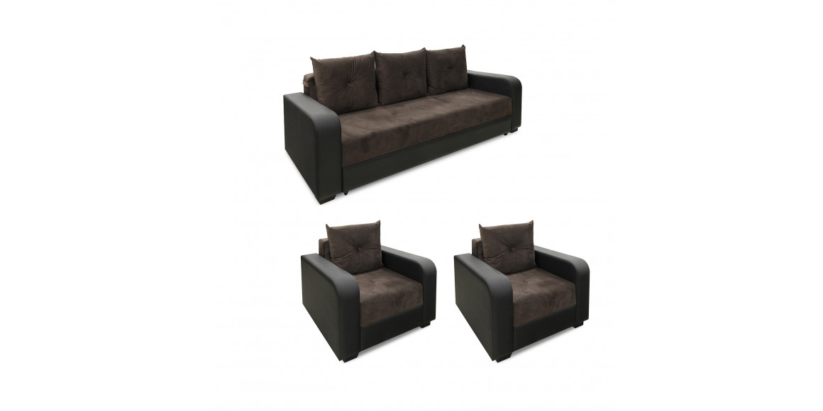 гарнитур HOBEL KATRIN 3+1+1 BLACK 4503/ BROWN CATALANA 6 (6)