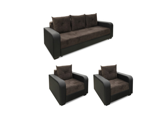 sofa set HOBEL KATRIN 3+1+1 BLACK 4503/ BROWN CATALANA 6 (6)