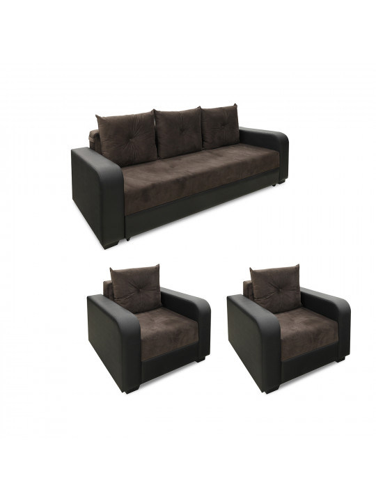 sofa set HOBEL KATRIN 3+1+1 BLACK 4503/ BROWN CATALANA 6 (6)