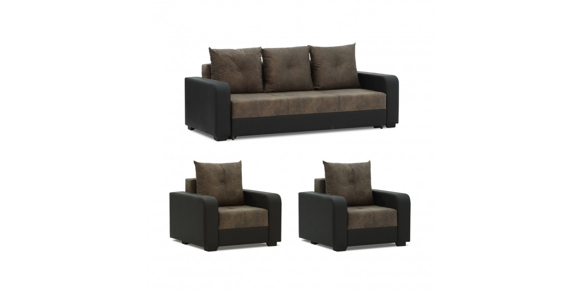 sofa set HOBEL KATRIN 3+1+1 BLACK 4503/DARK BROWN RONALDO 1807 (6)