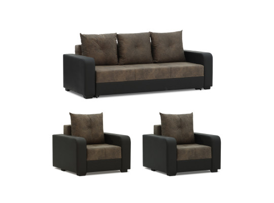 sofa set HOBEL KATRIN 3+1+1 BLACK 4503/DARK BROWN RONALDO 1807 (6)