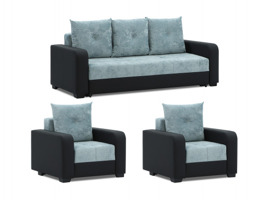 sofa set HOBEL KATRIN 3+1+1 BLACK V626/ AQUA LIGHT BLUE MONACO 12 (5)