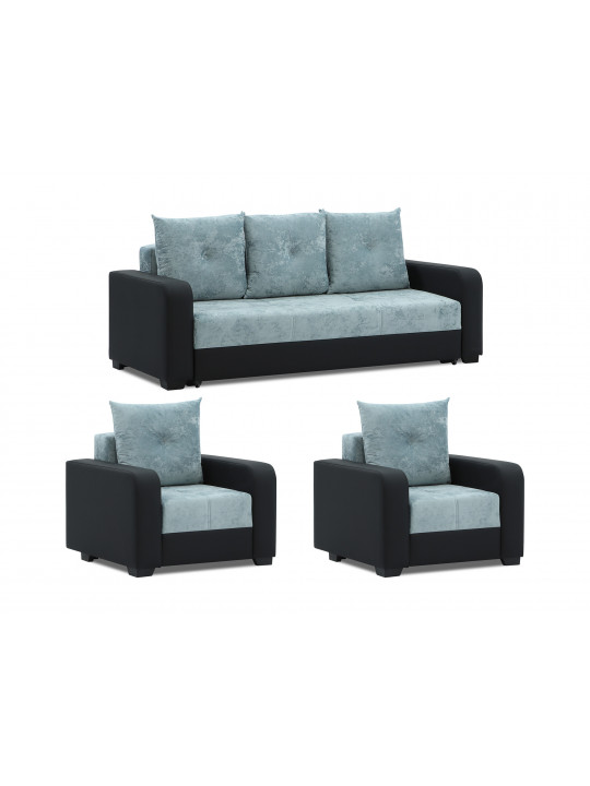 sofa set HOBEL KATRIN 3+1+1 BLACK V626/ AQUA LIGHT BLUE MONACO 12 (5)