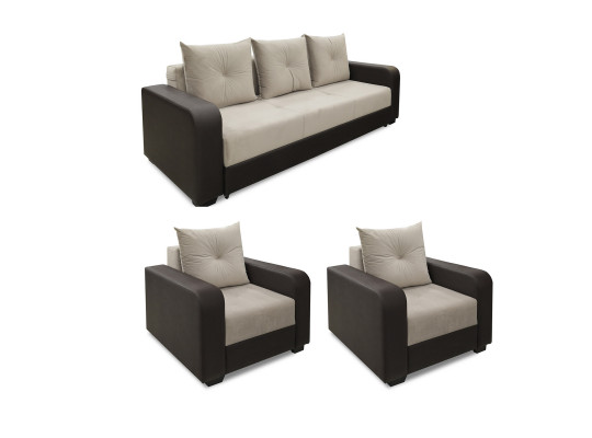 sofa set HOBEL KATRIN 3+1+1 BROWN 3673/ CAPPUCCINO CATALANA 4 (6)