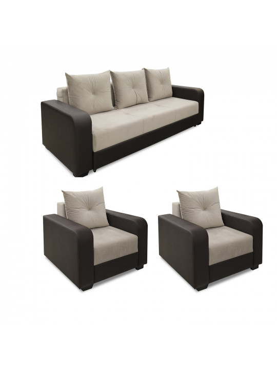 sofa set HOBEL KATRIN 3+1+1 BROWN 3673/ CAPPUCCINO CATALANA 4 (6)