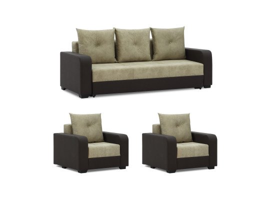 sofa set HOBEL KATRIN 3+1+1 BROWN 3673/CREAM RONALDO 1803 (6)