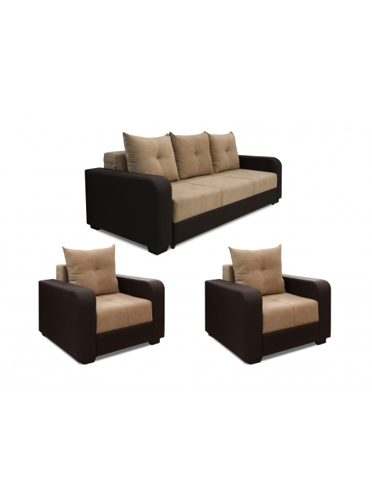 sofa set HOBEL KATRIN 3+1+1 BROWN 3673/DARK BEIGE VIVALDI 21 (5)