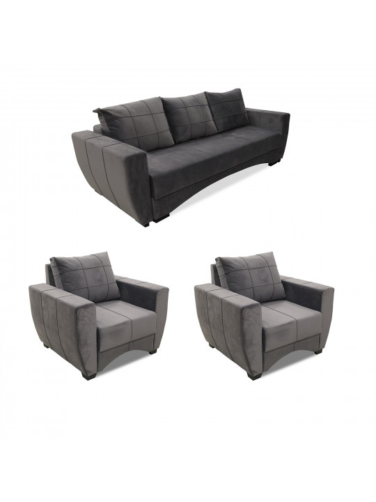 გარნიტური HOBEL LI 3+1+1 DARK GREY CATALANA 8 (5)