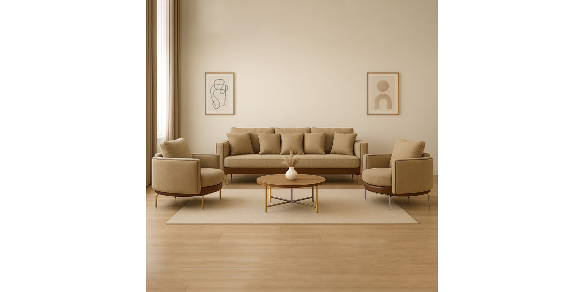 გარნიტური HOBEL MARIA 3+1+1 KAX7004 GOLD / HONEY PHANTOM 6/ LIGHT BROWN BONCUK 6 (3)
