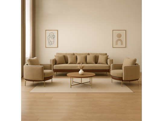 გარნიტური HOBEL MARIA 3+1+1 KAX7004 GOLD / HONEY PHANTOM 6/ LIGHT BROWN BONCUK 6 (3)