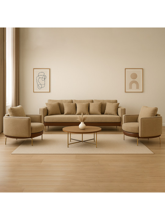 გარნიტური HOBEL MARIA 3+1+1 KAX7004 GOLD / HONEY PHANTOM 6/ LIGHT BROWN BONCUK 6 (3)