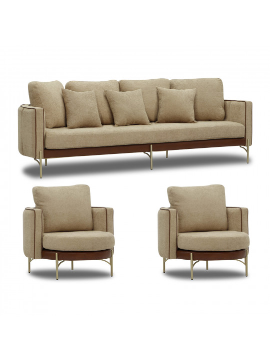 გარნიტური HOBEL MARIA 3+1+1 KAX7004 GOLD / HONEY PHANTOM 6/ LIGHT BROWN BONCUK 6 (3)