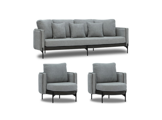sofa set HOBEL MARIA 3+1+1 KAX7005 BLACK / GREY PHANTOM 14/ GREY PHANTOM 19 (3)