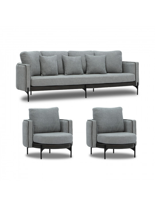 sofa set HOBEL MARIA 3+1+1 KAX7005 BLACK / GREY PHANTOM 14/ GREY PHANTOM 19 (3)