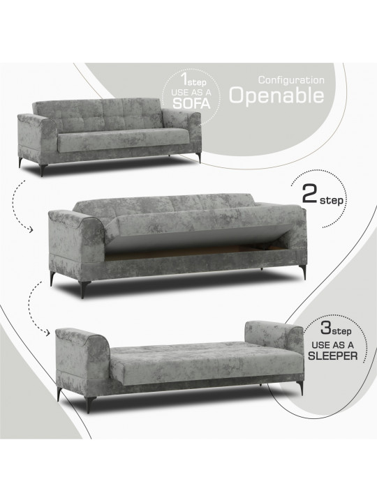 sofa set HOBEL MARK 3+1+1 (L8150AB, L8200AB) DARK GREY MONACO 14/LIGHT GREY MONACO 13 (3)