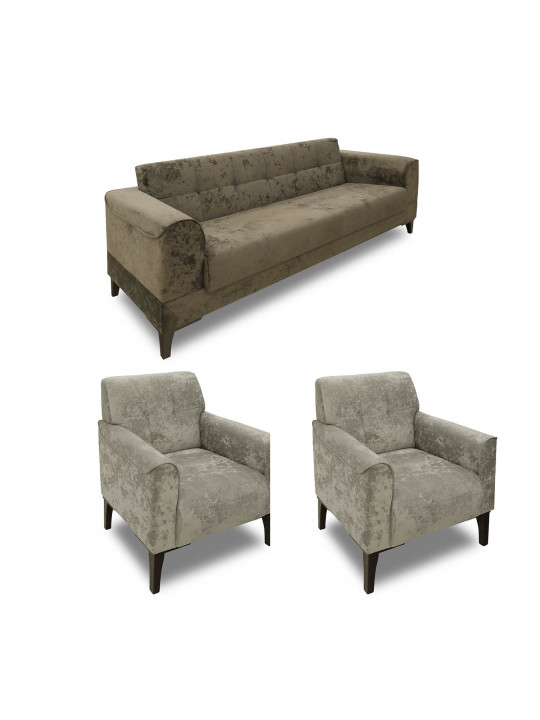 sofa set HOBEL MARK 3+1+1 LIGHT CAPPUCCINO MONACO 4/ BROWN MONACO 5 (3)