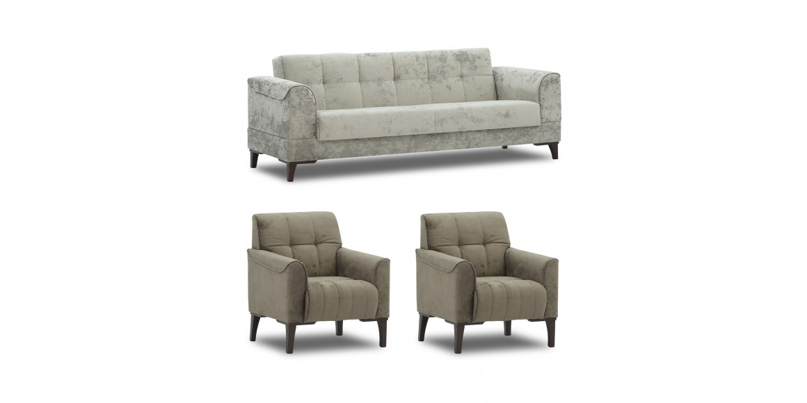 sofa set HOBEL MARK 3+1+1 LIGHT CAPPUCCINO MONACO 4/ DARK CAPPUCCINO MONACO 5 (3)