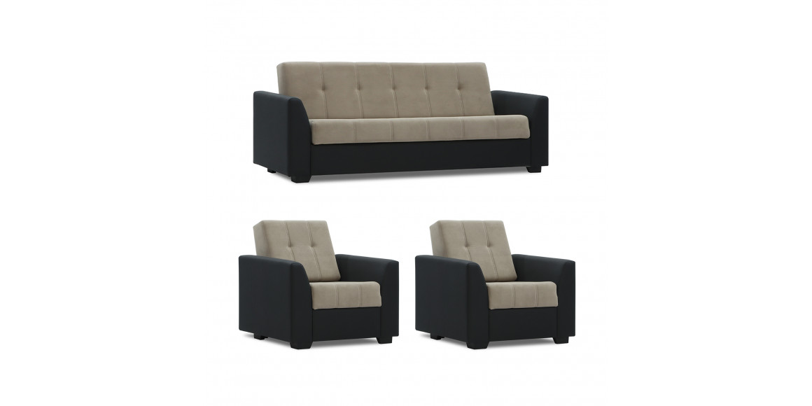 гарнитур HOBEL MODERN LUX 3+1+1 BLACK 4503/CAPPUCCINO LEONARDO 4 (4)
