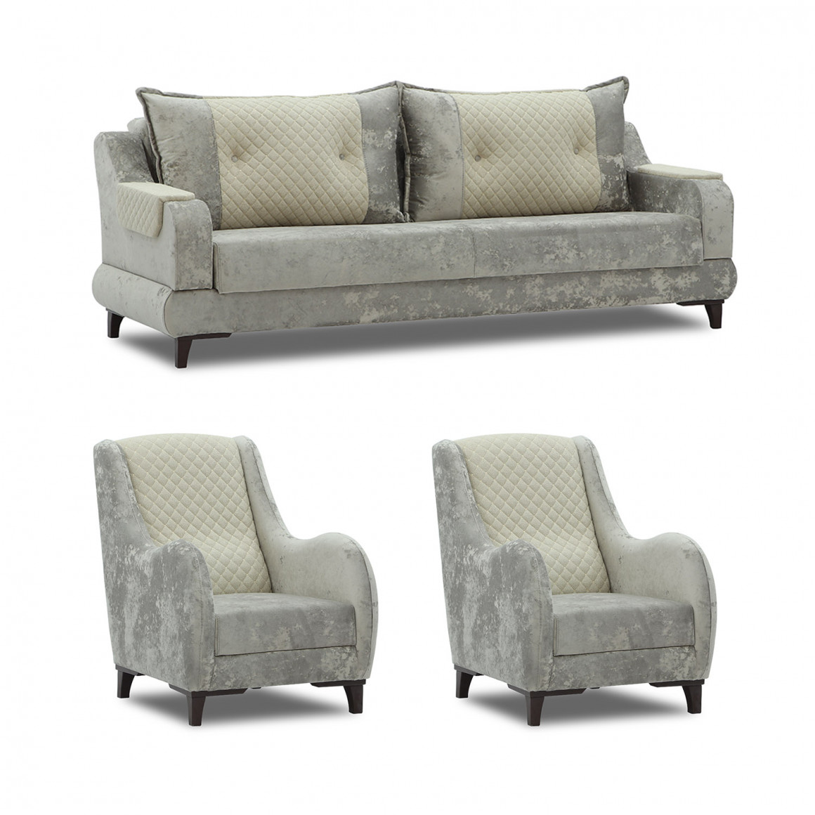 гарнитур HOBEL OLIVIA 3+1+1 CAPPUCCINO MONACO 4/CREAM BUKLE 4 (4)