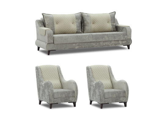 sofa set HOBEL OLIVIA 3+1+1 CAPPUCCINO MONACO 4/CREAM BUKLE 4 (4)