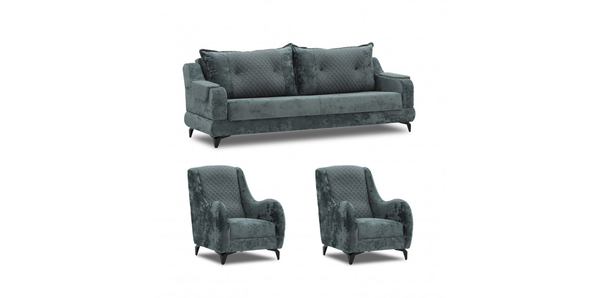 sofa set HOBEL OLIVIA 3+1+1 L38120AB DARK GREY MONACO 15/GREY BUKLE 11 (4)