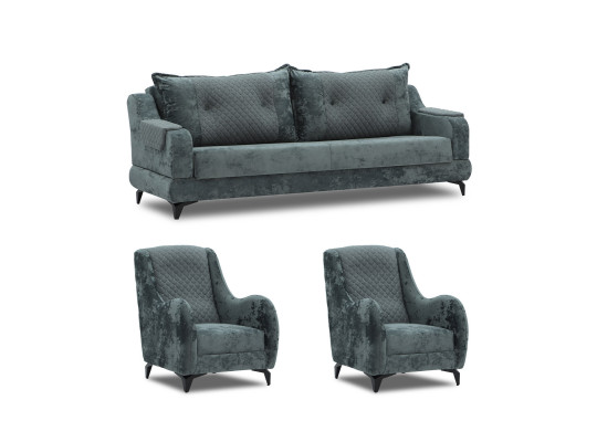 sofa set HOBEL OLIVIA 3+1+1 L38120AB DARK GREY MONACO 15/GREY BUKLE 11 (4)