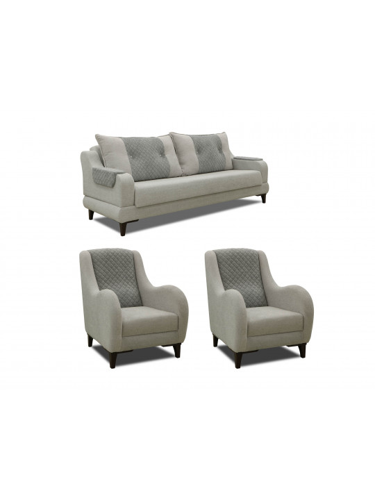 sofa set HOBEL OLIVIA 3+1+1 LIGHT GREY BONCUK 18/ GREY BONCUK 19 (4)