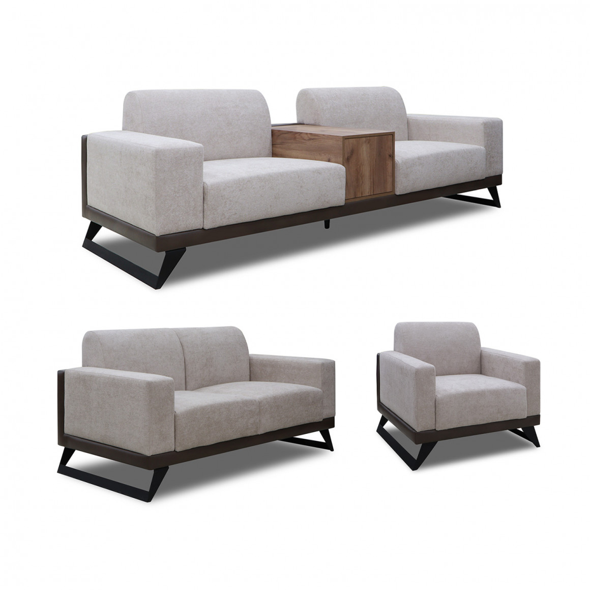გარნიტური HOBEL RIO LUXE 3+2+1 DARK CAPPUCCINO PHANTOM 13/ CREAM BONCUK 4 (3)