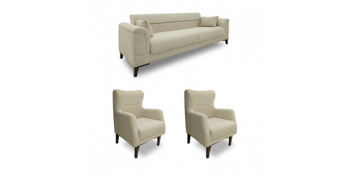 sofa set HOBEL STONE 3+1 LIGHT CREAM BEATTO 1065/CREAM BUKLE 4 (2)