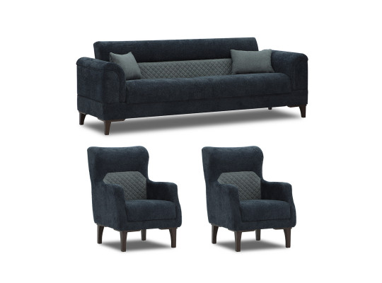 sofa set HOBEL STONE 3+1+1 DARK BLUE BEATTO 1053/GREY BUKLE 11 (3)