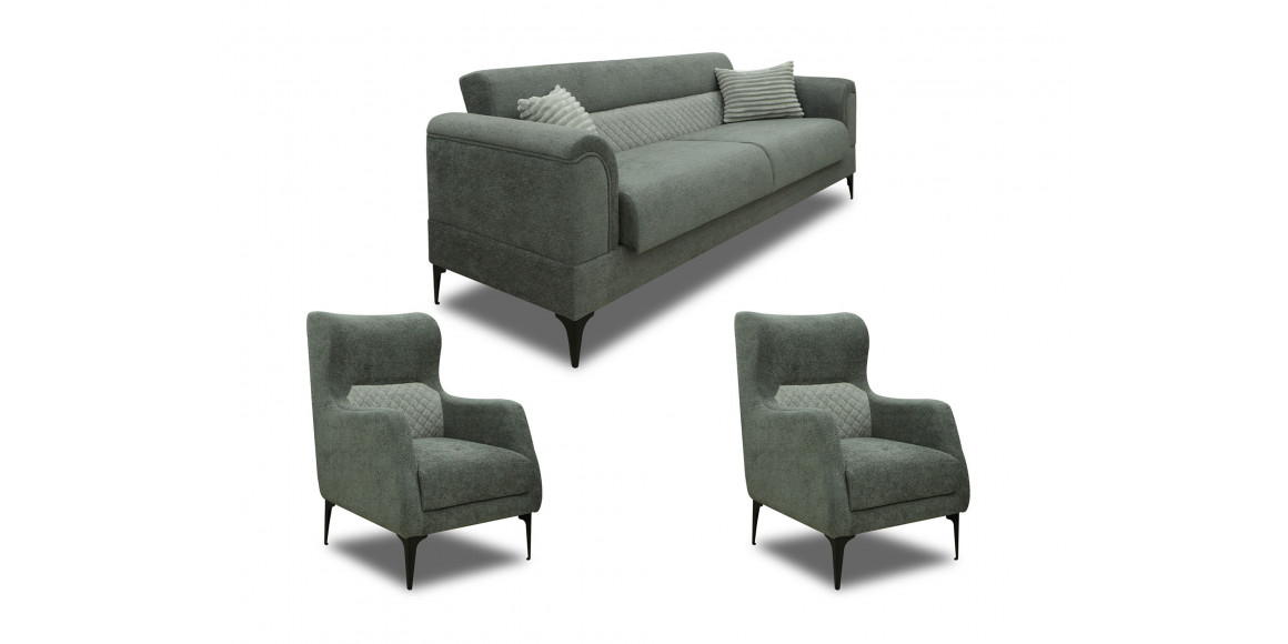 sofa set HOBEL STONE 3+1+1 L8150AB/L8200AB GREY BONCUK 24/LIGHT GREY BONCUK 19/MEGA GREY (3)