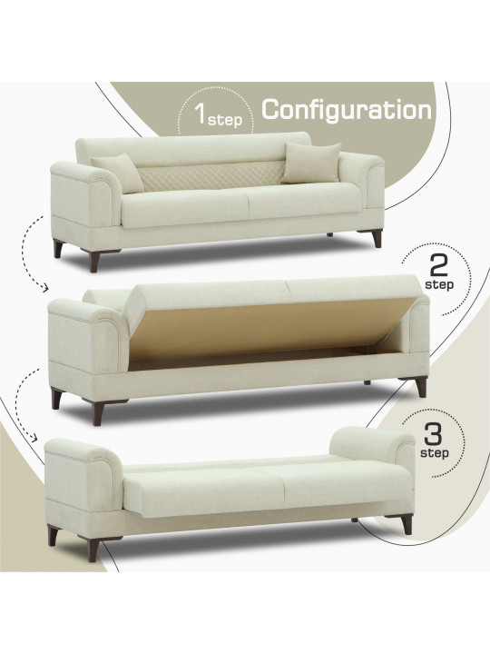 გარნიტური HOBEL STONE 3+1+1 LIGHT CREAM BEATTO 1065/CREAM BUKLE 4 (3)