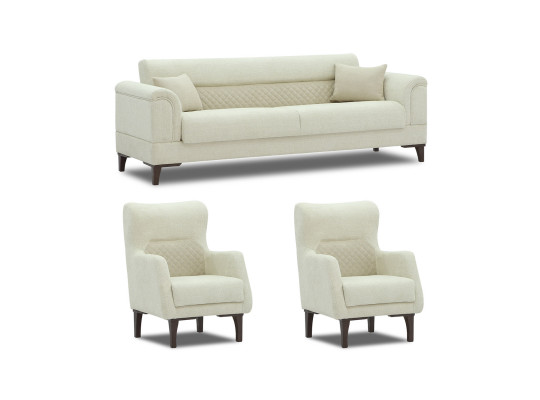 sofa set HOBEL STONE 3+1+1 LIGHT CREAM BEATTO 1065/CREAM BUKLE 4 (3)