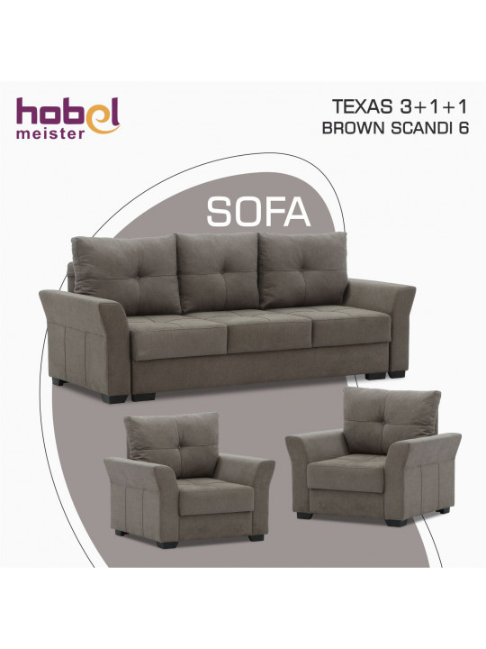 sofa set HOBEL TEXAS 3+1+1 BROWN SCANDI 6 (6)