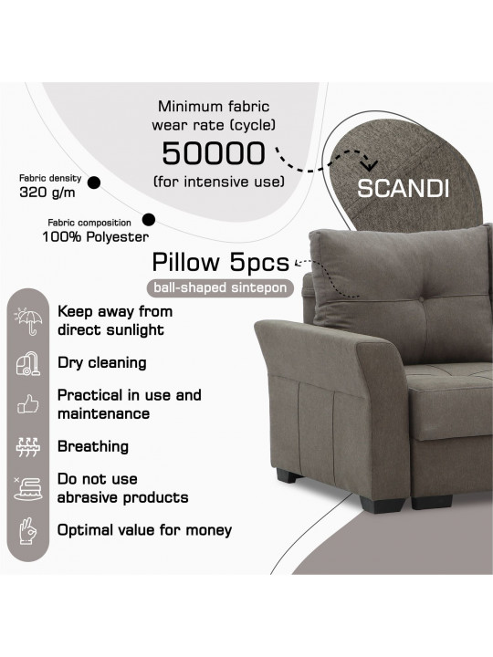 sofa set HOBEL TEXAS 3+1+1 BROWN SCANDI 6 (6)