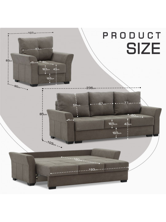 sofa set HOBEL TEXAS 3+1+1 BROWN SCANDI 6 (6)