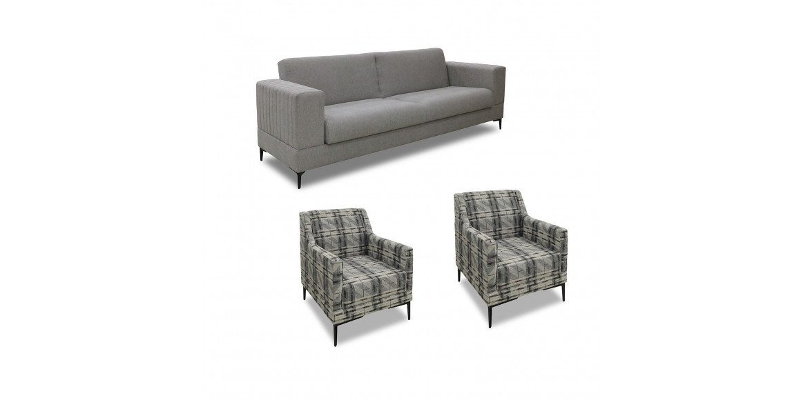 sofa set HOBEL GLORIA 3+1+1 GREY SCANDI 18/ BENORRY 1010 (3)
