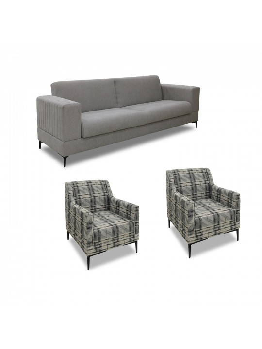 sofa set HOBEL GLORIA 3+1+1 GREY SCANDI 18/ BENORRY 1010 (3)