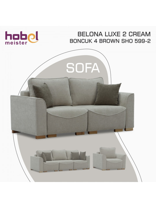 sofa HOBEL BELONA LUXE 2 CREAM BONCUK 4/ BROWN SHO 599-2 (5)