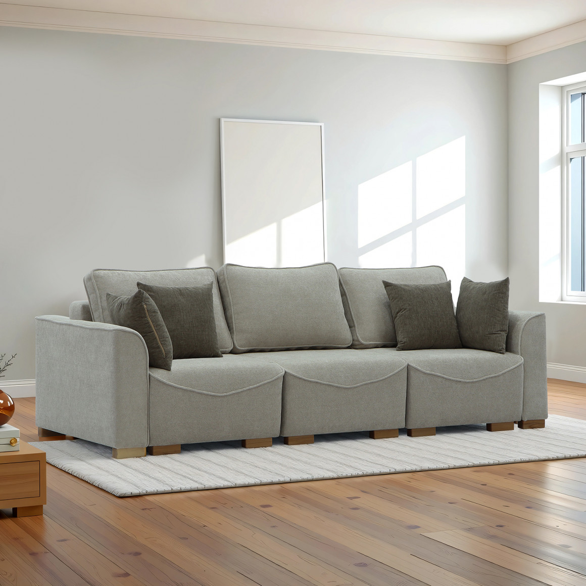 დივანი HOBEL BELONA LUXE 3 CREAM BONCUK 4/ BROWN SHO 599-2 (7)