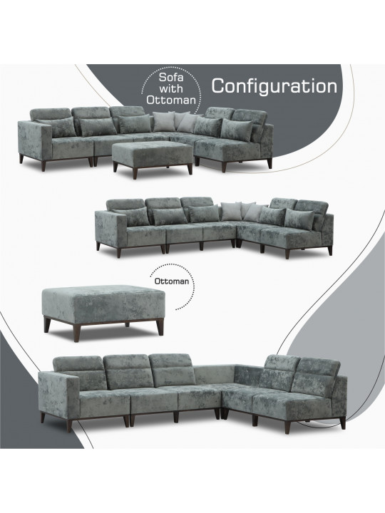 Sofa HOBEL CORNER DALI GREY MONACO 14/LIGHT GREY INFINITY 991 R (5) 